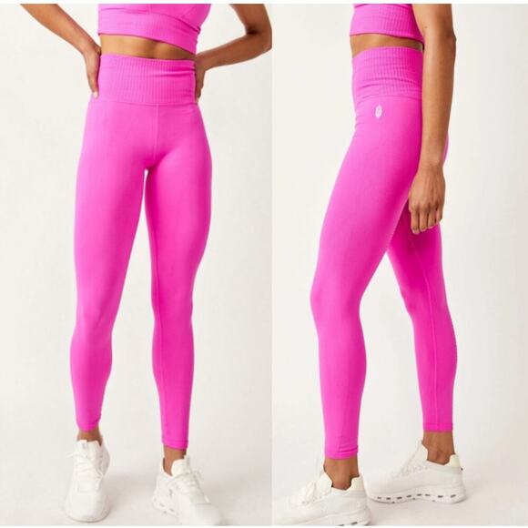 Free people Pants - Free People Movement Hot Pink Ruched Leggings Size XS